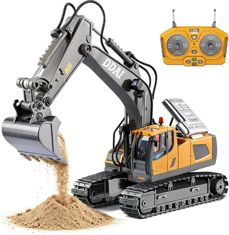 DDAI Remote Control Excavator Toys for 4 5+ Year Old Boys and Kids - Remote Control Excavator / Large