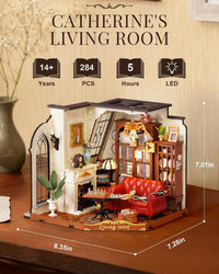 Rolife Coffee Shop DIY miniature house kit with LED lights and tiny cafe details - view 7