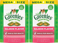 Greenies Feline Smartbites Skin & Fur Crunchy and Soft Natural Cat Treats, Salmon Flavor, 4.6 oz. Pack (Pack of 2)