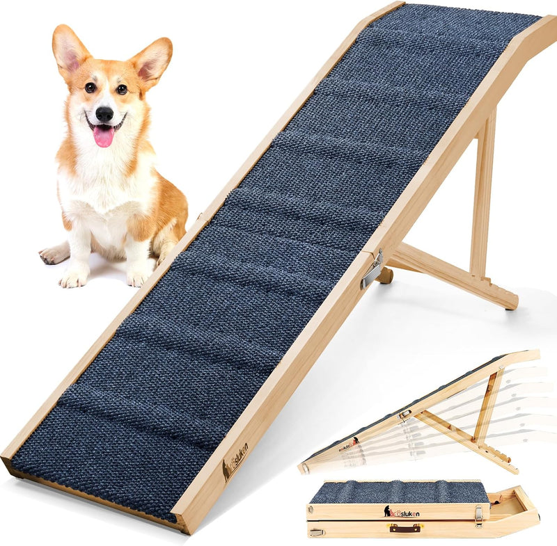 𝟐𝟎𝟐𝟔 𝐔𝐩𝐠𝐫𝐚𝐝𝐞𝐝 Dog Ramp for Bed - Wood / 64"X 17inch