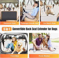 Dog Car Seat Cover for Back Seat, Dog Car Bed Cover with Strong Hard Bottom, Car Back Seat Extender Hammock for Car SUV Truck 4 Panels Beige Color