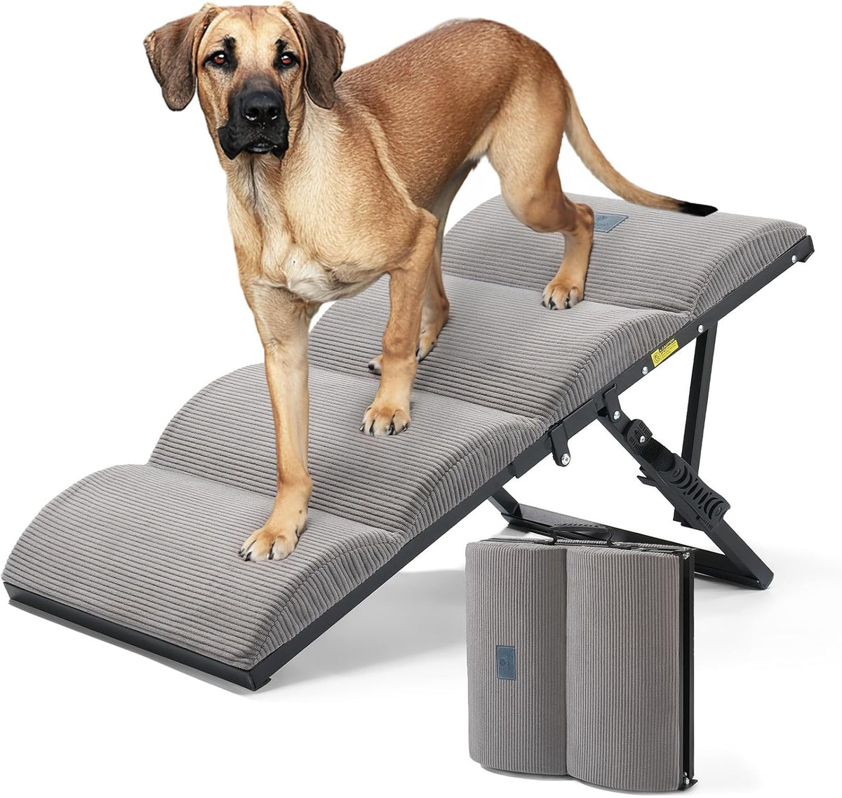 Veehoo Foldable Dog Ramp for Bed Couch Large Dogs - Gray / up to 20"H-for couch/lower bed