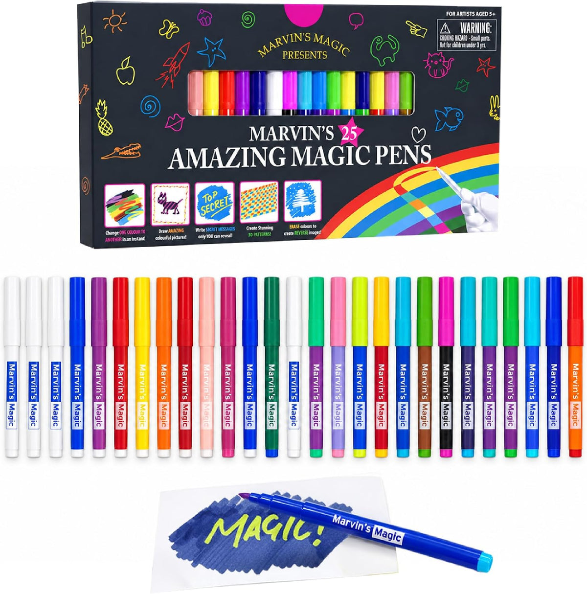 Marvin's Amazing Magic Pens 25 Pack, 2 Erasable Color-Changing - 25 Pens