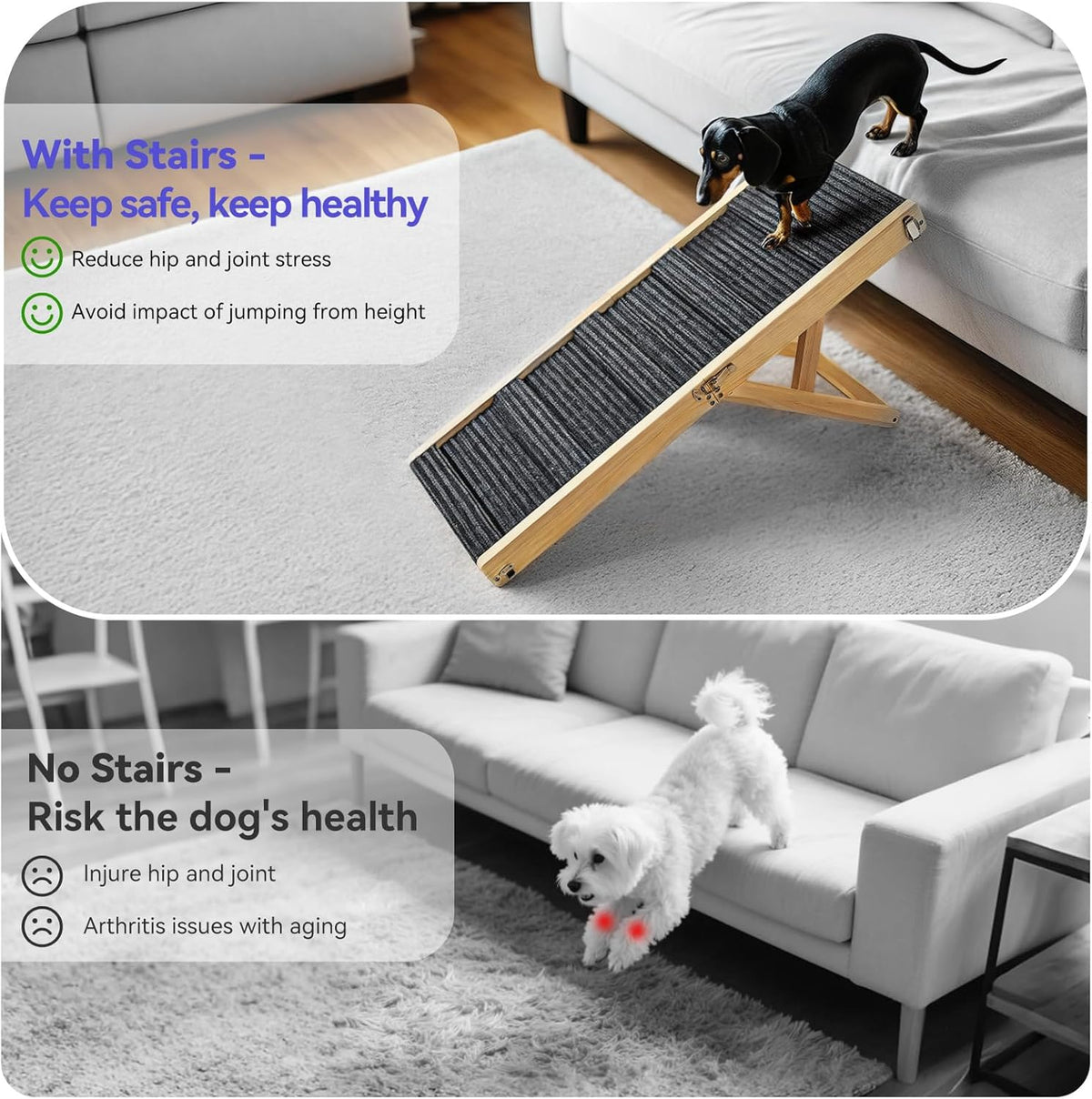 Pawaboo 2026 Upgraded Small Dog Ramp for Couch Foldable - A-wood Color / 80×30cm-for couch - image 3