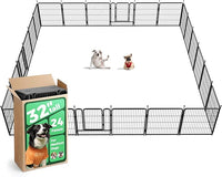 FXW Rollick Unleashed Dog Playpen for Indoor, Yard, RV Camping, 32 inch 24 Panels for Small and Medium Dogs, Black│Patented
