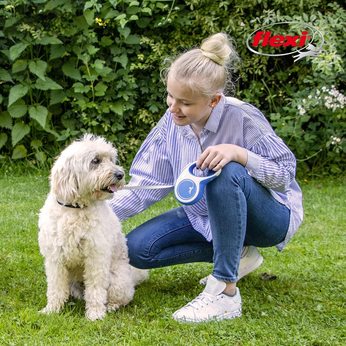 FLEXI Comfort Tape Retractable Dog Leash - Medium - 16 Feet / Blue - image 3