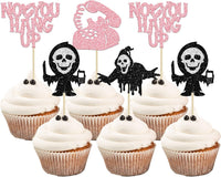 Gyufise black glitter Halloween happy birthday cake topper with half moon, house, pumpkin, ghost and - view 2