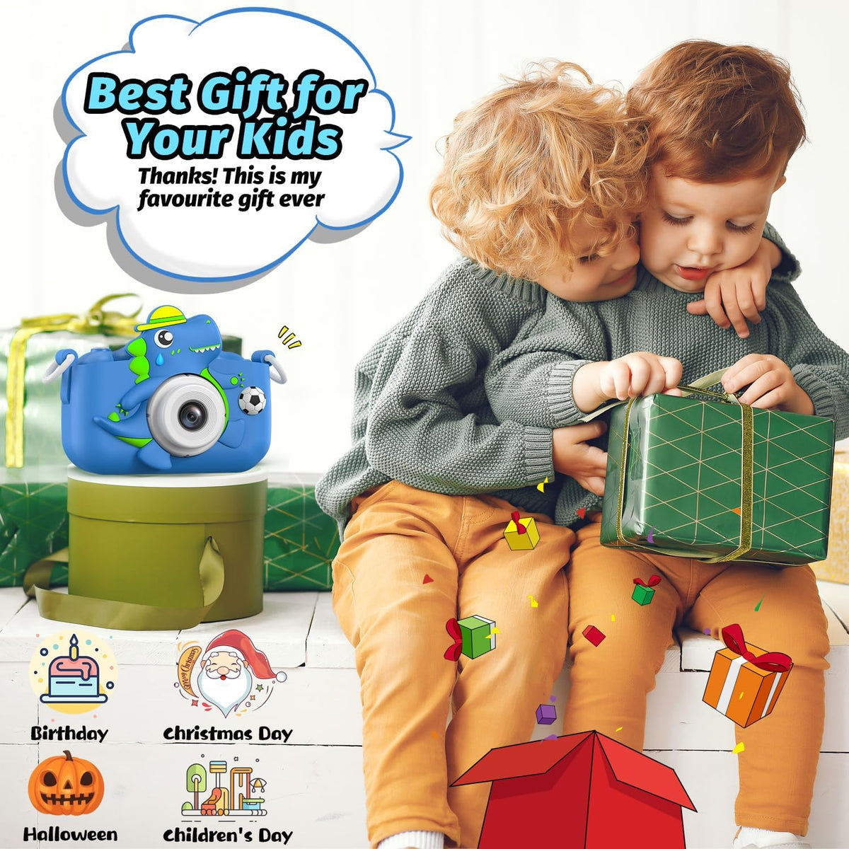 Dinosaur Kids Camera for Boys Girls - Blue - image 2