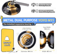 MAGICYOYO N11 Metal Yoyo Professional Responsive & Unresponsive Trick - Black golden - image 4
