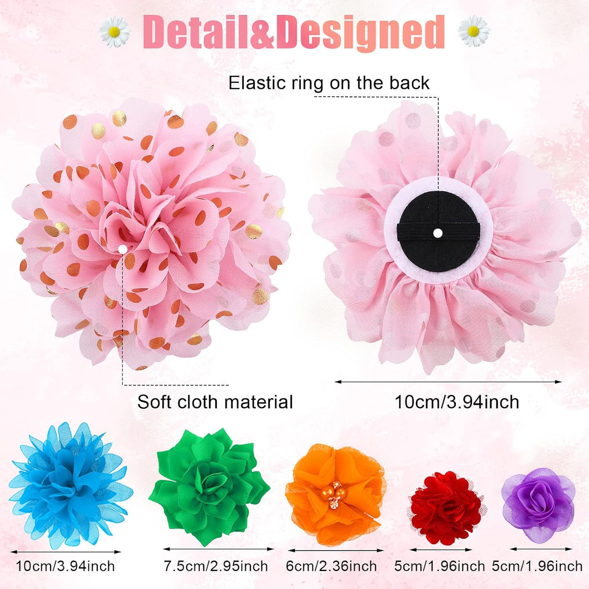42 Pcs Dog Collar Flowers Bow Accessories Bulk, Cute Colors – Essentials for Dogs - image 2