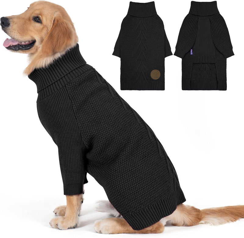 Dog Sweater Long Sleeve Warm Knit Sweaters for Small Dogs Cats Boy – Essentials for Dogs - Black / XXX-Large