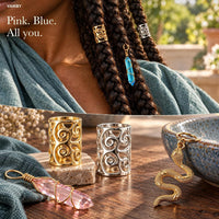 Vaikby 200 piece hair jewelry set for braids and locs with gold and silver cuffs, rings and charms - view 3