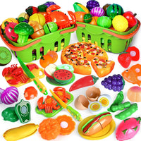 100 PCS Cutting Play Food Toy for Kids Kitchen - Green