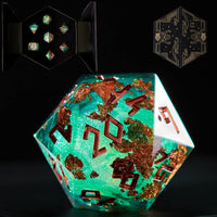 HEIMDALLR liquid core DND dice set in Fenrir's Shadow with glowing LED display box - view 6
