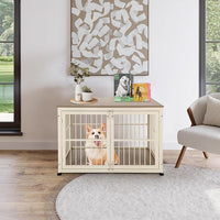 32 Inch Heavy Duty Dog Crate Furniture for Medium and Small Dogs, Decorative Pet House End Table, Wooden Cage Kennel Furniture Indoor with Double Doors, Sturdy Dog Cage for Anxiety Dog