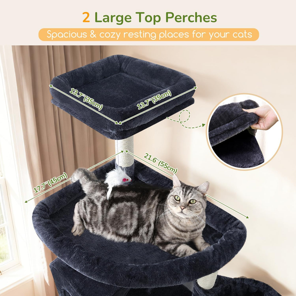 Globlazer 82in Extra Large Cat Tree Tower for Indoor Cats Large Adult - 82inch / Dark Grey - image 2