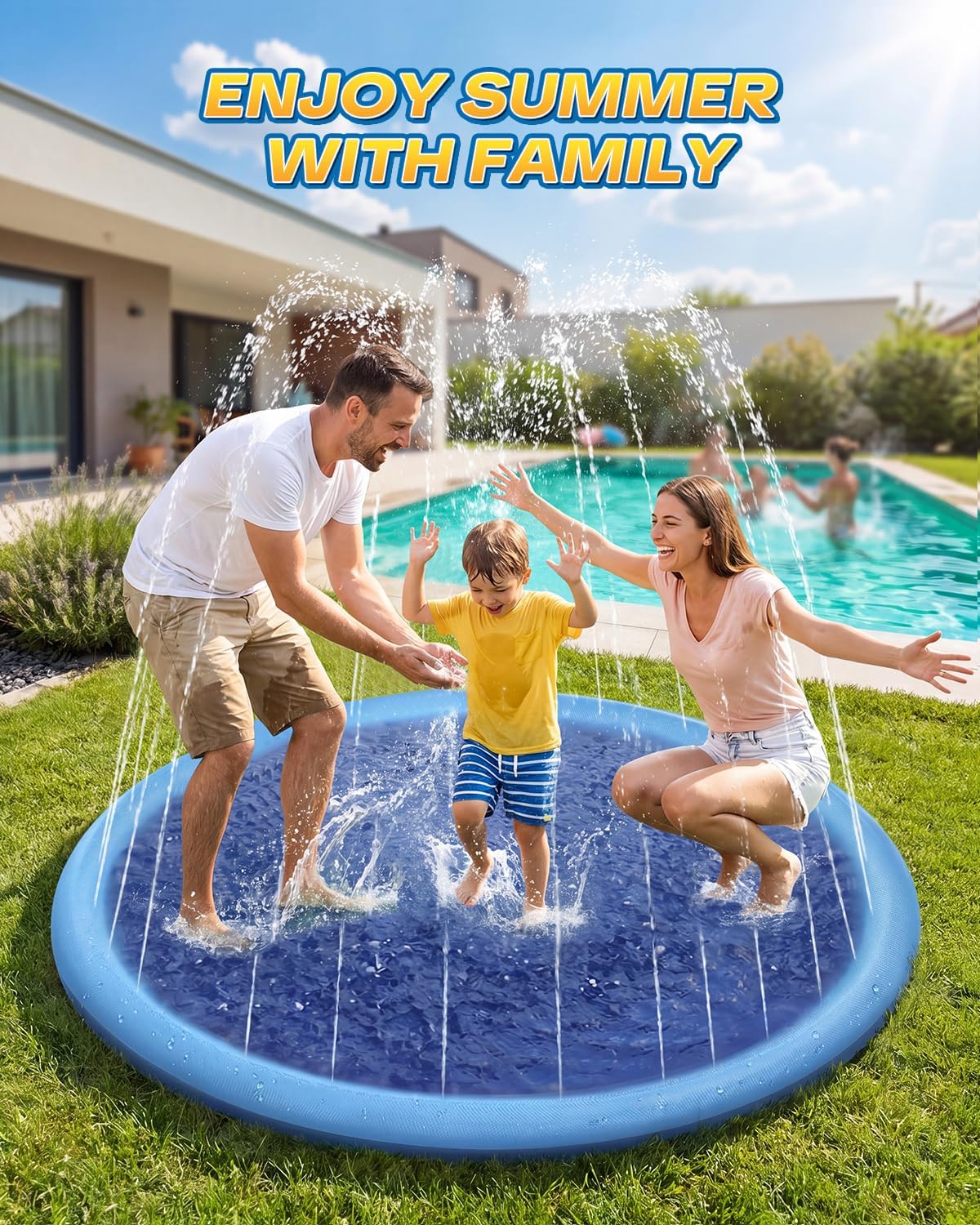 Raxurt Non-Slip Splash Pad for Kids and Dog - Blue / 67in - image 3