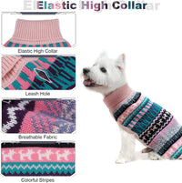 Dog Sweater - Winter Coat Apparel Clothes with Colorful Stripes for Cold Weather – Essentials for Dogs - Small / Pink - image 3