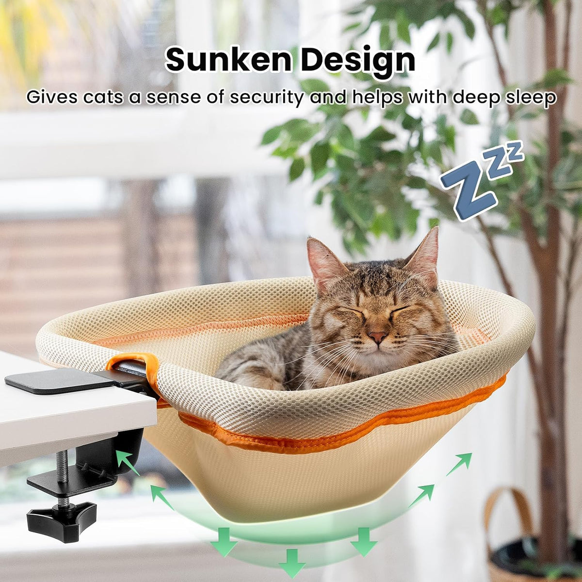 Cat Desk Bed, One-Click Folding - Cream / Mesh Cover - image 3
