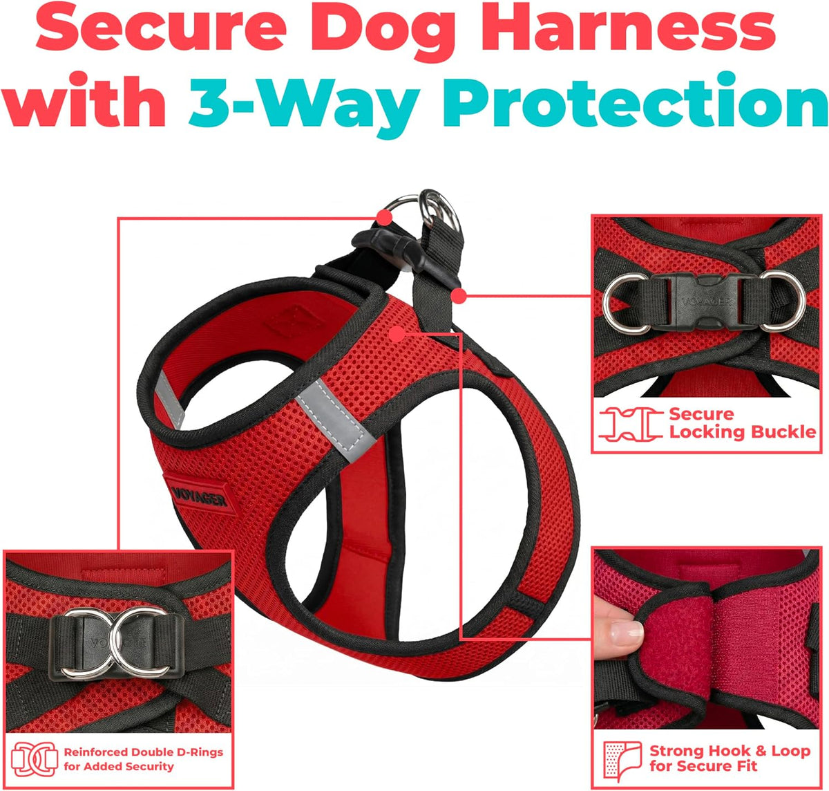 Voyager Step-in Air Dog Vest Harness - Red/Black Trim / M (Chest: 16 - 18") - image 2