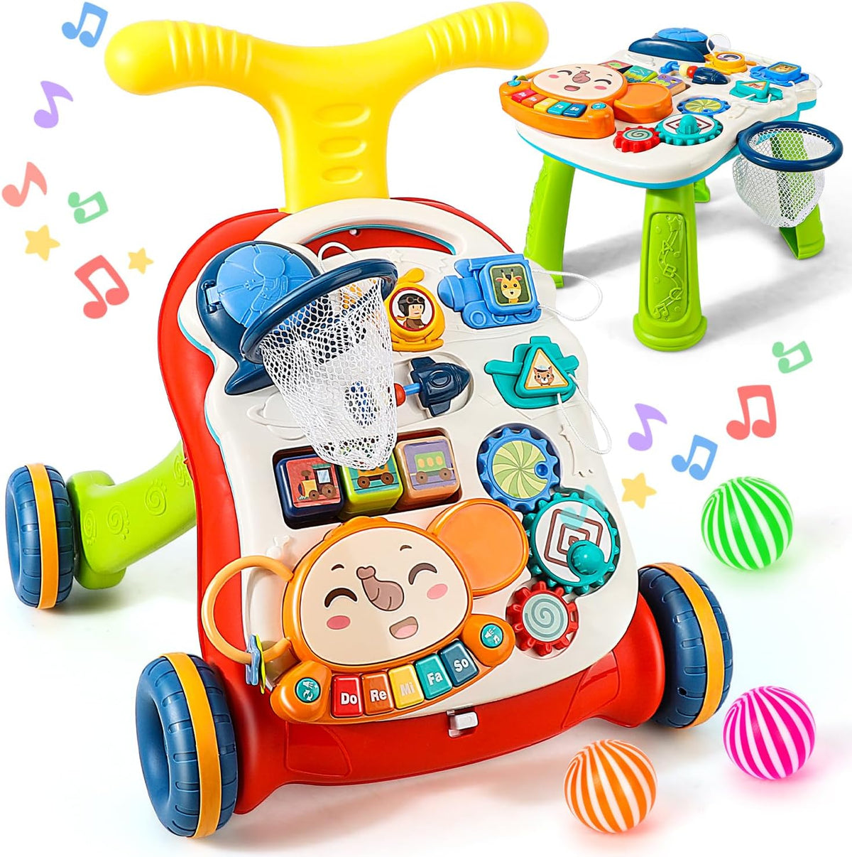 TOY Life 3-in-1 Baby Push Walker & Activity Center, 12+ Months - Primary Color