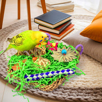 KATUMO Bird Toys, Grass Mat Shredding Hanging Toy for Budgie Parakeet – Essentials for Birds - Green decor - image 4