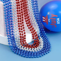 ZZYFGH 12 PCS Bead Necklace, 33'' Mardi Gras Beaded Necklaces – Fun for Kids & Family - Red Silver Blue - image 4