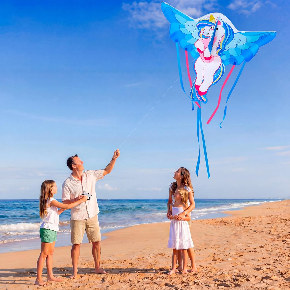 JOYIN 43.3'' Unicorn Kite Easy to Fly for Kids and Adults - Blue - image 4