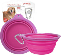 Prima Pet Expandable/ Collapsible Silicone Food & Water Travel Bowl - Pink / LARGE (5 CUPS)