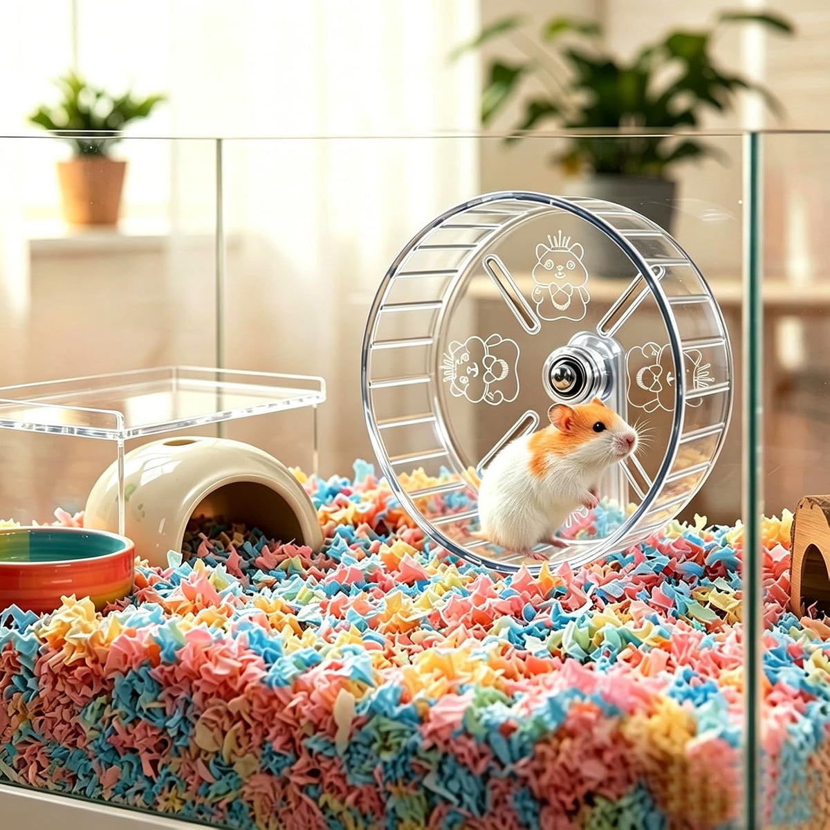 Hamster Wheel, Super Silent Hamster Exercise Wheels - Transparent / Ф9.5 inch - image 3
