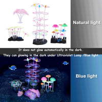 4 Pack Glow Aquarium Decorations Coral Reef Glowing Mushroom Anemone - 4 Pcs(coral Reef+branch Coral+mushroom+anemone) - image 3
