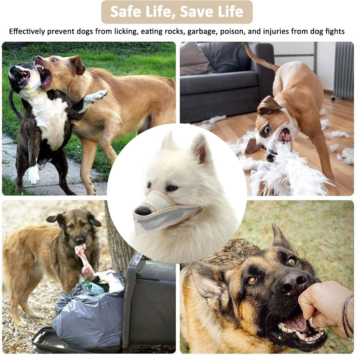 Crazy Felix Dog Muzzle Anti Eating for Small Medium Large Dogs - Beige / XXS - image 3