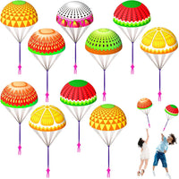 Ynybusi 10 pack parachute toys for kids with colorful patterned nylon canopies