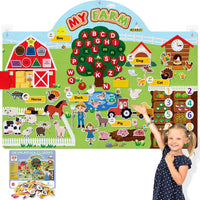 CHEFAN farm animals felt story board set with barn, tractor, cows, sheep and pond pieces - view 3