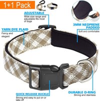 Ladoogo Reflective Dog Collar Padded with Soft Neoprene - Beige/White / Medium - image 3