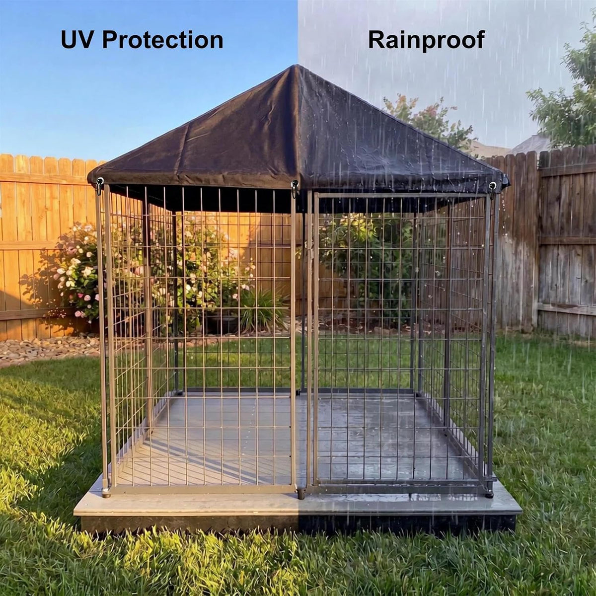 Outdoor Dog Kennel Cover 10'W x 10'L Replacement Covers - Black / 4.5'W x 4.5'L x 1'H - image 2