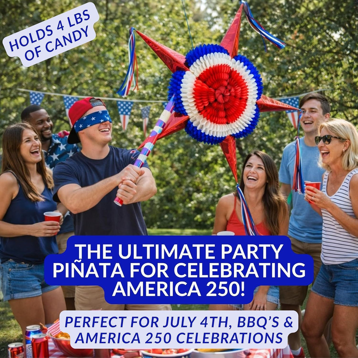 Mexican Piñata, Christmas Pinata - Red, White & Blue 32" - image 3