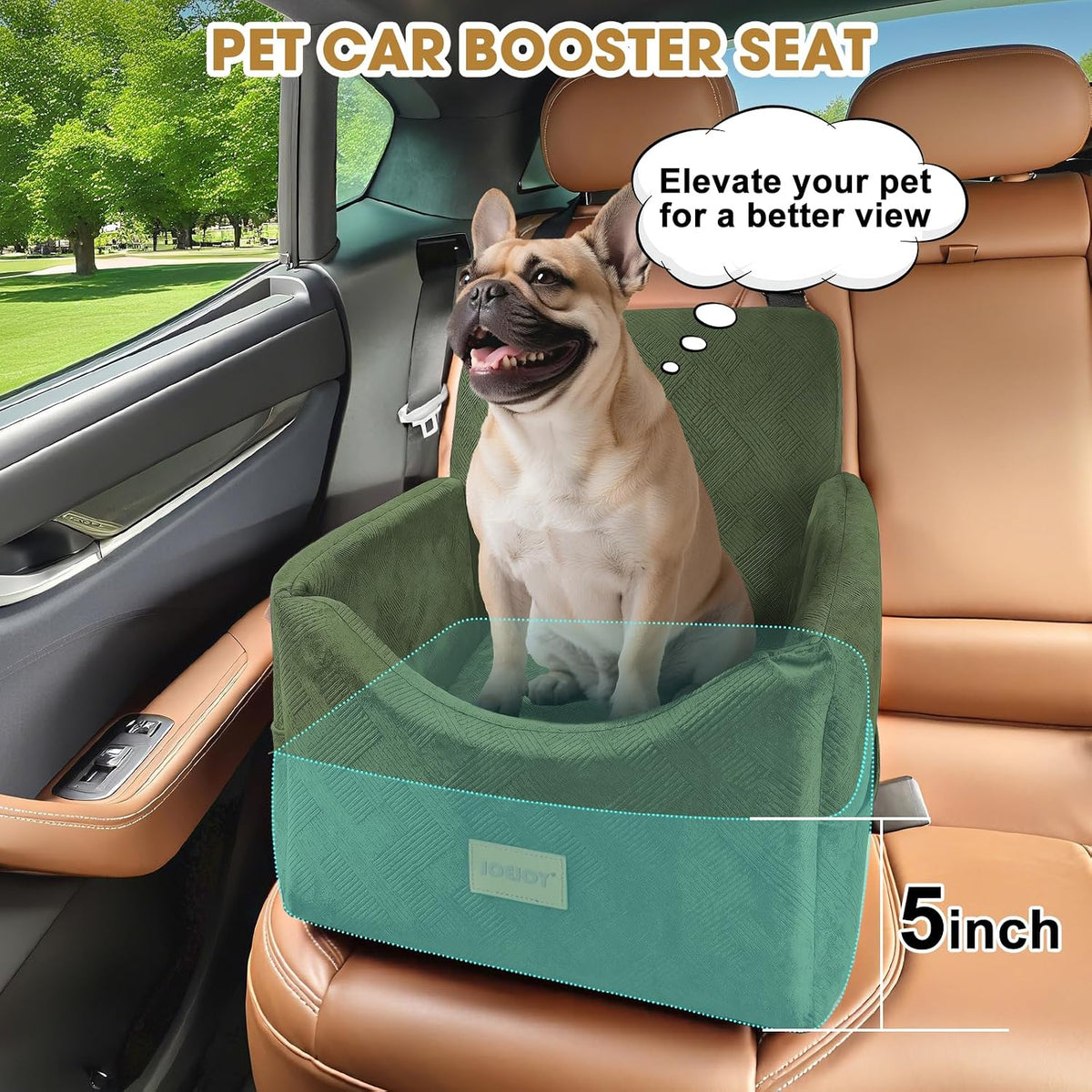 JOEJOY Dog Car Seats for Small Medium Dogs Under 35lbs - Green / Small/Medium - image 4