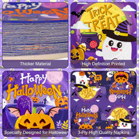 PERFQU 150-piece Halloween plates and napkins set with pumpkin and ghost prints - view 9