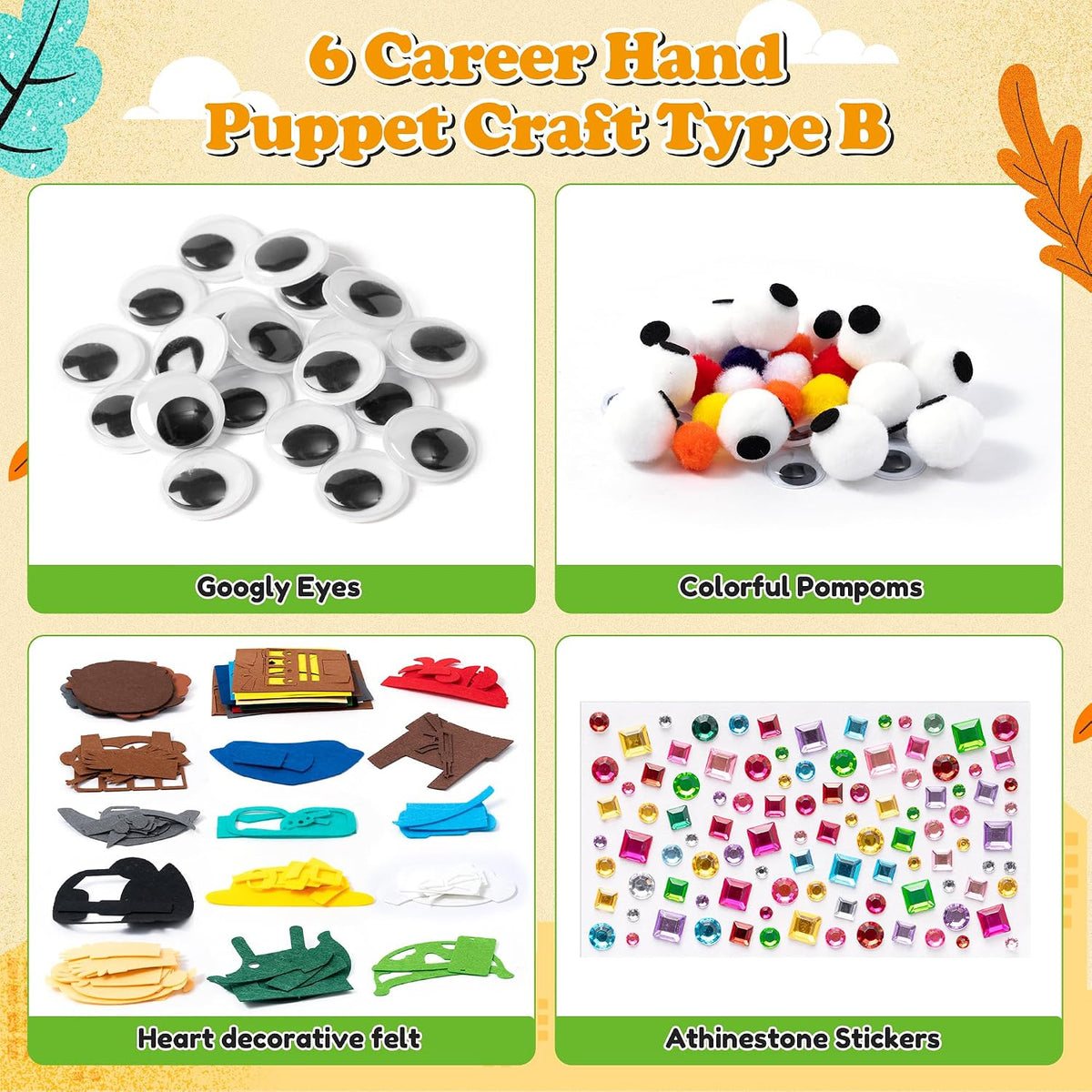 WATINC Hand Puppet Making Kit, Felt Sock Puppet Toys for Kids – Fun for Kids & Family - Career B - image 2