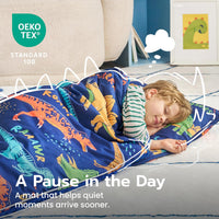 JOIEDOMI Toddler Nap Mat with Removable Pillow and Minky Blanket - Colorful Dinosaur - image 4