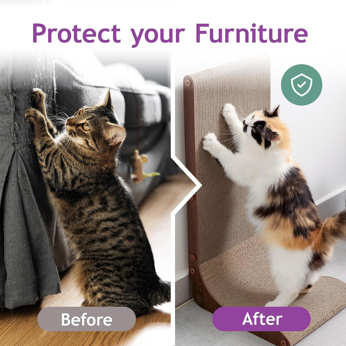 Necoichi Cardboard Cat Scratcher Wall for Indoor Cats - Large 33.5" / Wall(Dark Cherry) - image 2