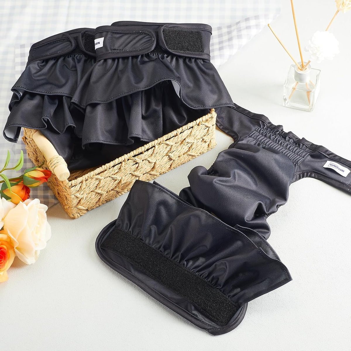 Reusable Dog Diapers Female Washable - Black / Large - image 2