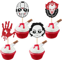 24 PCS Halloween Bat Cupcake Toppers Black Glitter Bat Cupcake Picks - Pattern C8