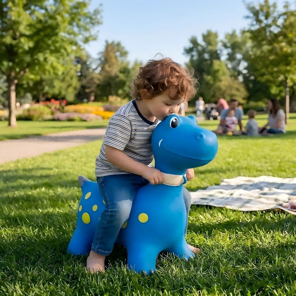 HotMax Bouncy Horse, Dinosaur Hopper Toys for Kids - Blue Dinosaur - image 3