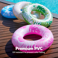 Sloosh 4 Pack Inflatable Pool Floats, Pool Tube Rings - Tropical Leaves - image 4