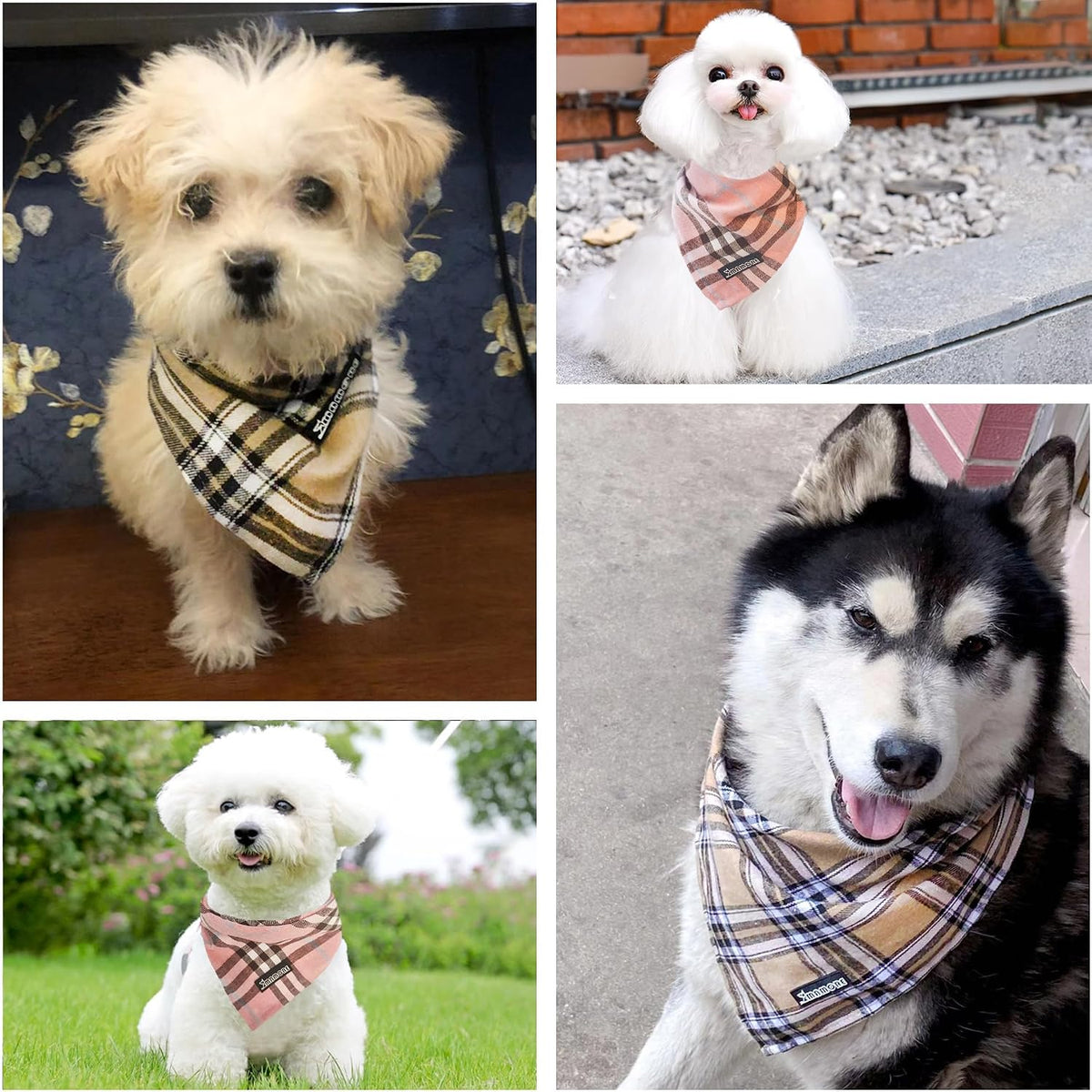 Soft Washable Plaid Bandanas for Dogs and Cats - Pink / Large - image 3