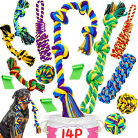 Dog Rope Toy for Large Dogs Heavy Duty Dog Chew Toys for Aggressive - 14 Packs / Large