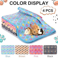 Reginary 4 Pcs Waterproof Guinea Pig Blankets Washable Small Animal Fleece Bedding Absorbent Guinea Pig Cage Liners Reusable Pet Pee Pad Sleep Mat for Hamster Ferret(Star Pattern,24 x 47 Inch)