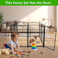 Doorless Dog Digging Fence Barrier,56in(H) 10 Panels Total 22.1 Ft(L), Black Metal Fencing for Yard 4.6ft Tall, Dog Fence Outdoor for Yard, Fences for Garden Beds, Garden Fencing Border